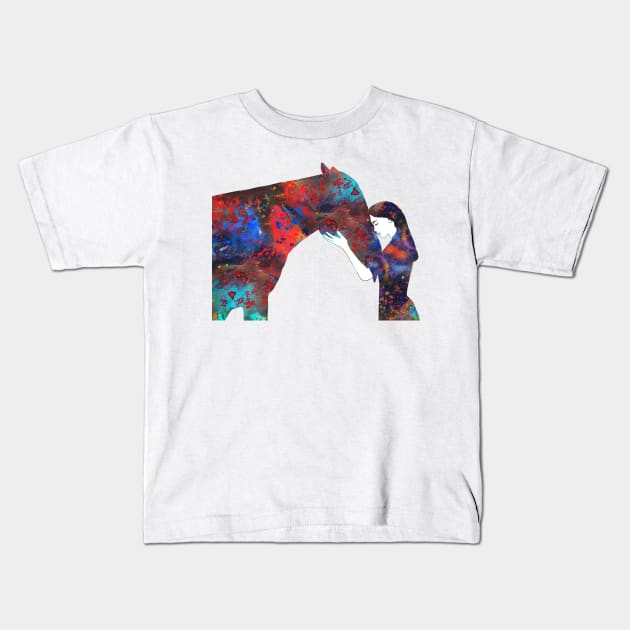 Girl with horse Kids T-Shirt by RosaliArt